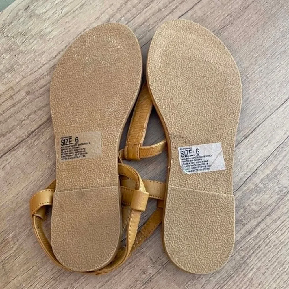 Mixit Women's Tan Embellished T-Strap Thong Sandals Size 6 Casual Comfort